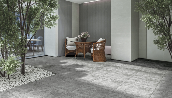 Gạch lát sân trước giả bê tông phong cách hiện đại