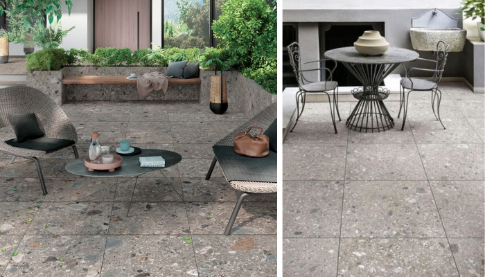 Gạch terrazzo lát sân trước của nhà