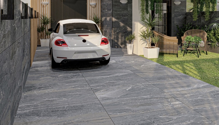 Gạch vân đá lát sân trước
