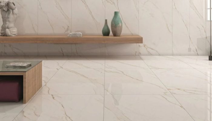 Vẻ đẹp tinh tế và hiện đại với gạch marble trắng vân vàng nhẹ