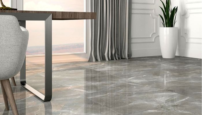 Không gian hiện đại với gạch marble vân xám bóng mịn