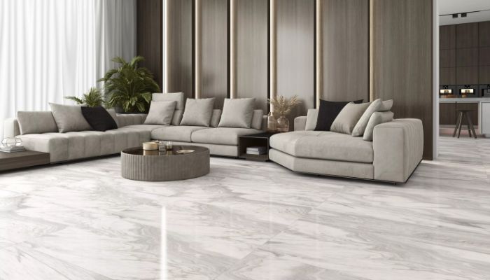 Vân đá marble giúp phòng khách có điểm nhấn hơn cho gia chủ