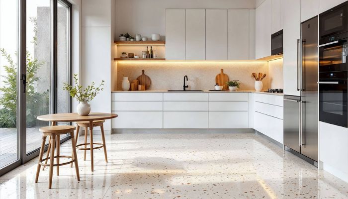 Gạch terrazzo lát nền phòng bếp