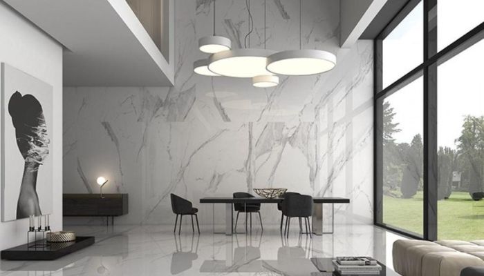 Gạch ốp tường vân đá sử dụng cho phòng khách