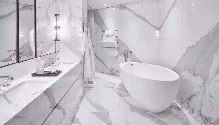 Gạch vân đá sử dụng trong nhà vệ sinh