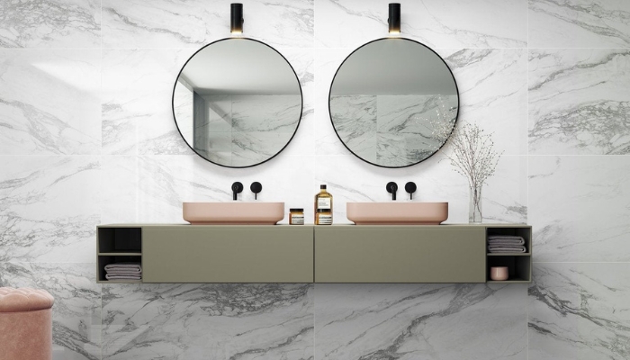 Gạch Porcelain ứng dụng vào không gian phòng tắm