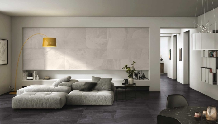 Gạch chất liệu Granite có tone màu nhẹ nhàng giúp tôn lên vẻ đẹp của không gian phòng khách