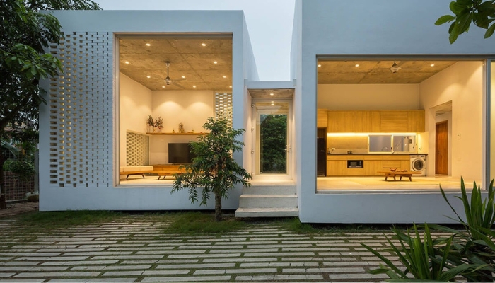 Gạch bông gió ốp tường trước sau của nhà