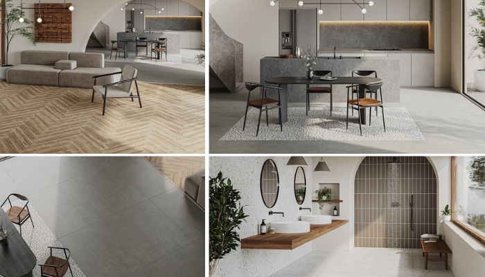 Phối gạch ốp lát căn hộ phong cách Japandi