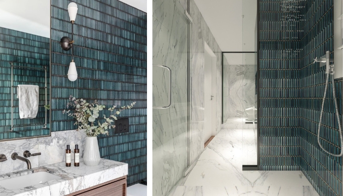 Gạch Mosaic hình que ứng dụng vào không gian phòng tắm
