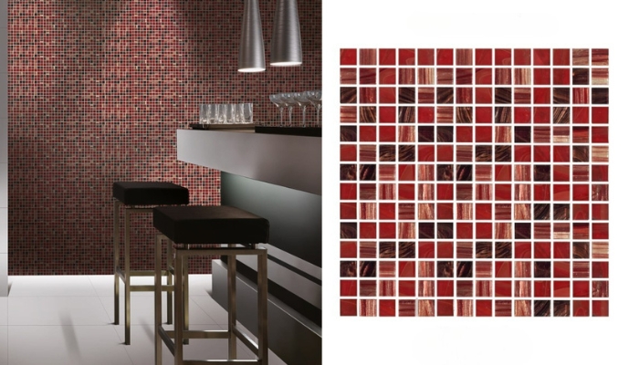 Gạch Mosaic thủy tinh trang trí quán bar, cà phê