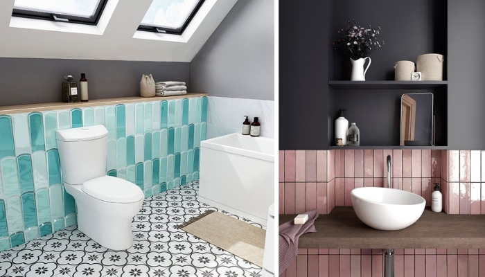 Gạch Mosaic ốp chân tường nhà vệ sinh