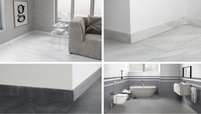 Gạch ốp chân tường trơn đơn sắc