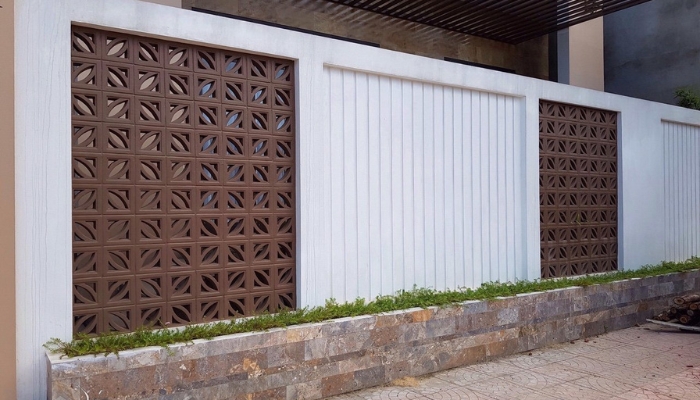 Phong cách thiết kế kết hợp cùng gạch bông gió ốp cổng