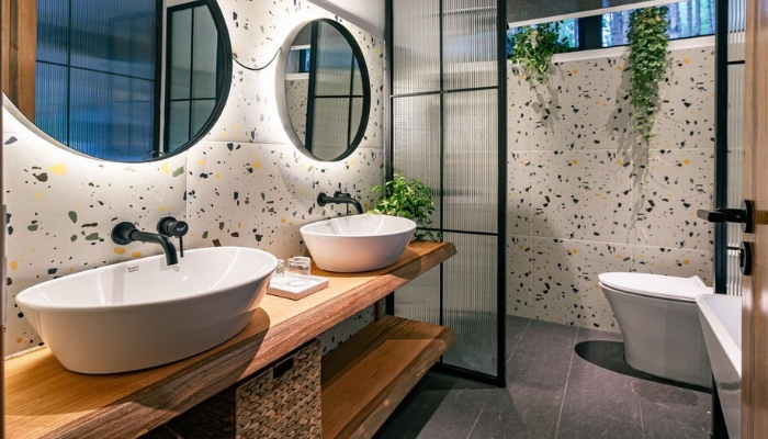 Sử dụng gạch ốp lát trang trí Terrazzo trong không gian phòng tắm