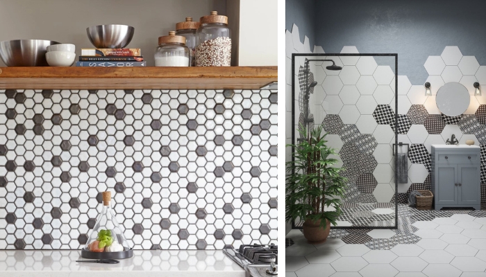 Ngoài lát nền, còn sử dụng ốp tường trong các không gian như phòng khách và phòng tắm để tạo điểm nhấn cho không gian