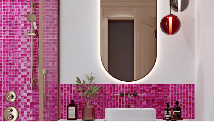 Gạch mosaic khổ 25x25mm cho không gian nhà tắm