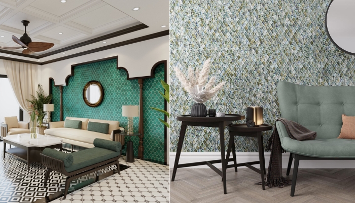 Gạch mosaic vảy cá cho phòng khách