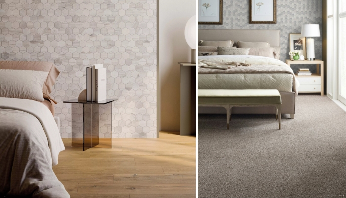 Gạch mosaic lục giác cho phòng ngủ mang phong cách hiện đại, màu sắc trung tính