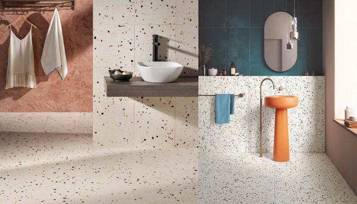 Gạch Terrazzo - Giải Pháp Tối Ưu Chi Phí Và Bền Vững Cho Không Gian Sống Của Bạn 3 Gạch terrazzo được yêu thích cho khu vực nhà vệ sinh vì tạo điểm nhấn cho không gian nhỏ