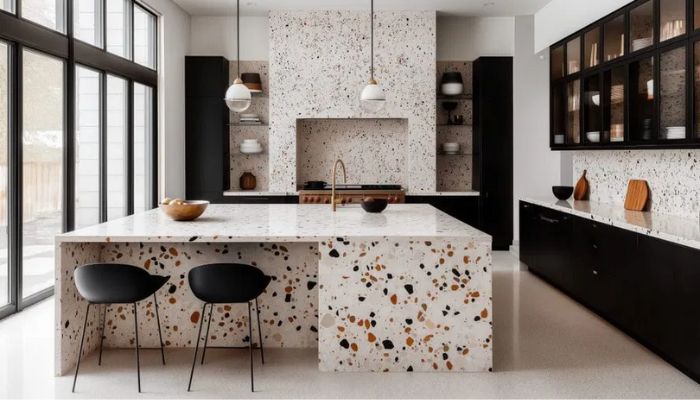 Gạch Terrazzo - Giải Pháp Tối Ưu Chi Phí Và Bền Vững Cho Không Gian Sống Của Bạn 4 Sự chấm phá thú vị cho không gian bếp