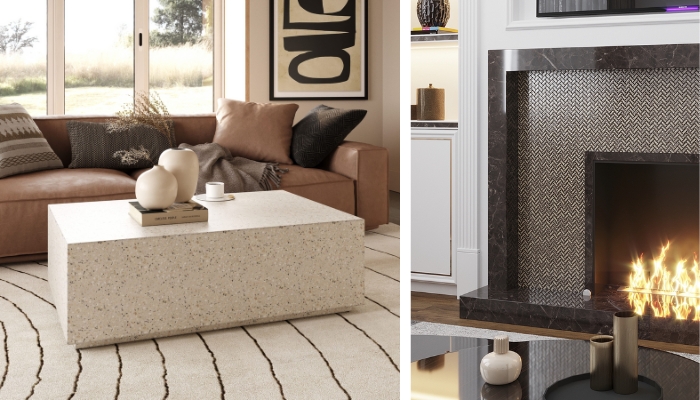 Làm mặt bàn trà, kệ TV, bệ decor, lò sưởi bằng gạch trang trí – Chất riêng trong từng góc nhỏ