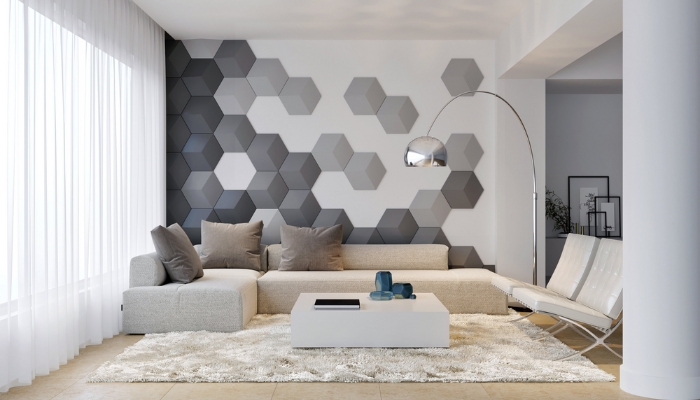 Gạch 3D bề mặt nổi khối hoặc hiệu ứng tạo chiều sâu thị giác