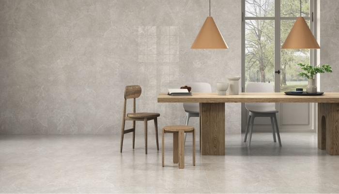 Gạch 80x80: Bảng Giá Mới Nhất, Mẫu Đẹp Và Kinh Nghiệm Chọn Gạch 2025 26 Phòng bếp kết hợp cùng gạch lát nền kích thước 80x80 màu be