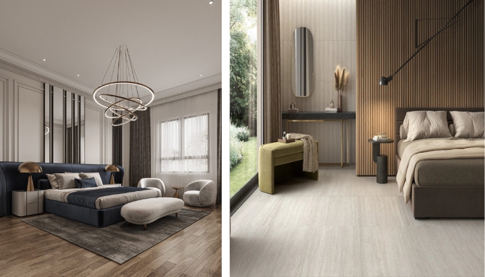 Ở không gian như phòng ngủ thường sẽ ưu tiên những mẫu gạch có màu sắc nhẹ nhàng, trung tính