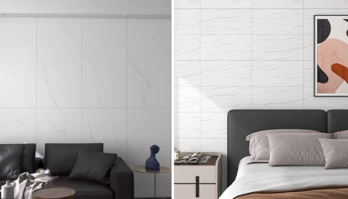 Gạch ốp tường vân đá marble 30x60 màu trắng