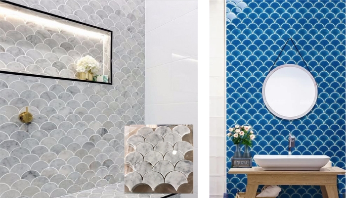 Gạch trang trí mosaic vảy cá