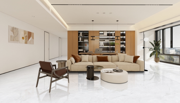 Gạch 60x120 màu trắng vân mây ứng dụng vào không gian tạo vẻ đẹp sang trọng, tinh tế